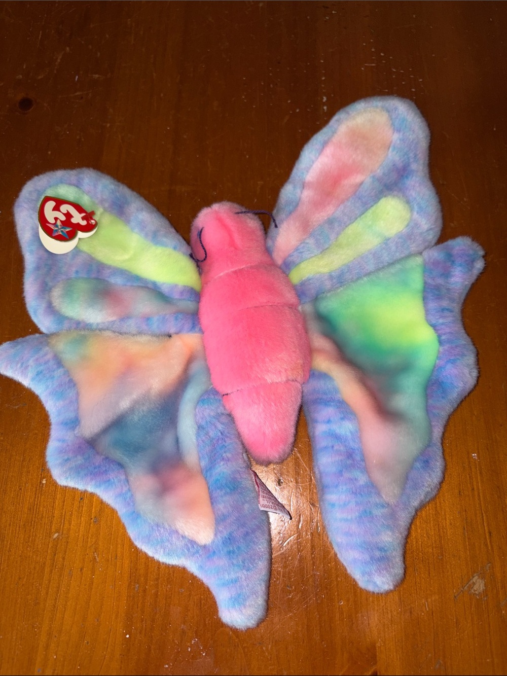 Ty Pink Body Multicolor Tie-Dye Butterfly Flitter Plush NWT